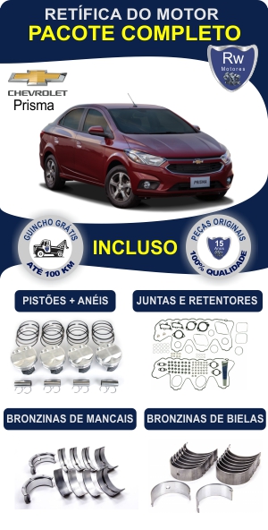 Retífica de motor Chevrolet Prisma peças originais pacote completo Rw motores